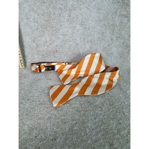Hanauer Orange And‎ White Striped Silk Bow Tie